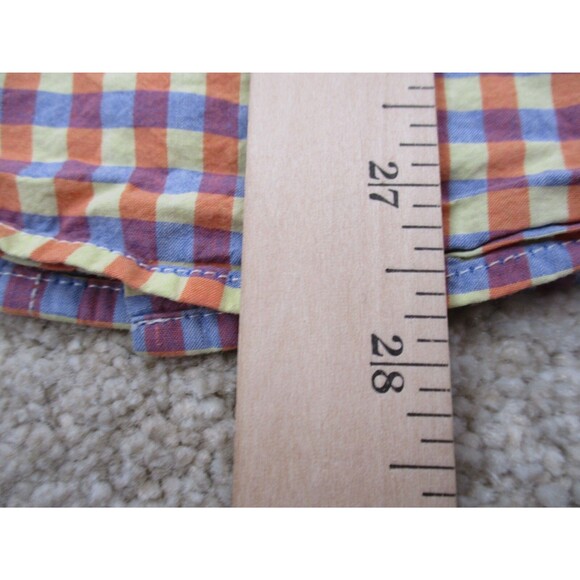 Scotch & Soda Shirt Men Medium Orange Blue Check Cotton Long Sleeve Button Up - Picture 10 of 12